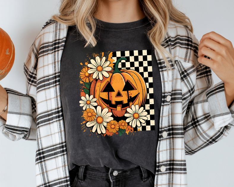 Floral Fall Pumpkin 2 Mineral Wash