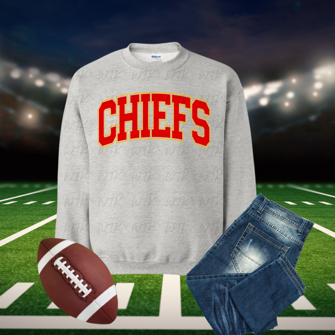 Chiefs red/yellow on Ash crewneck