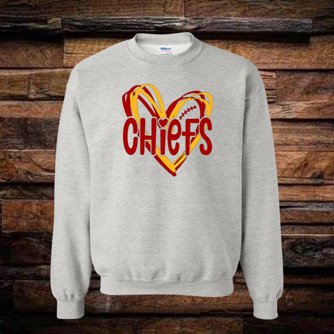Red/Yellow Heart Chiefs Crewneck