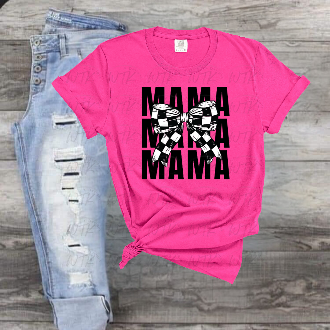 Mama with checkered bow