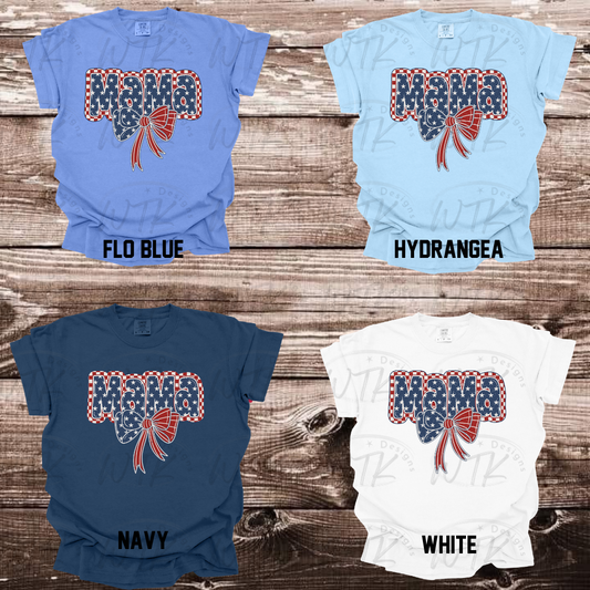 MAMA Blue and Red Bow CC Tee