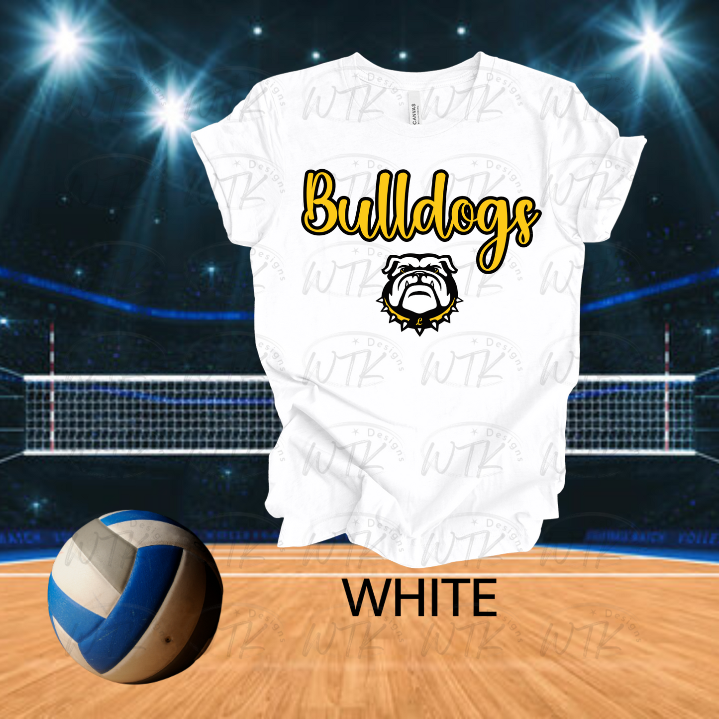 Bulldogs Yellow Cursive With Head