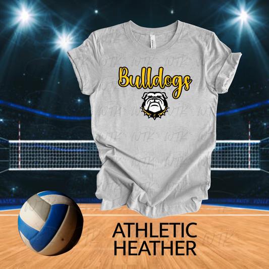 Bulldogs Yellow Cursive With Head