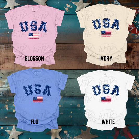 Distressed blue USA CC Tee