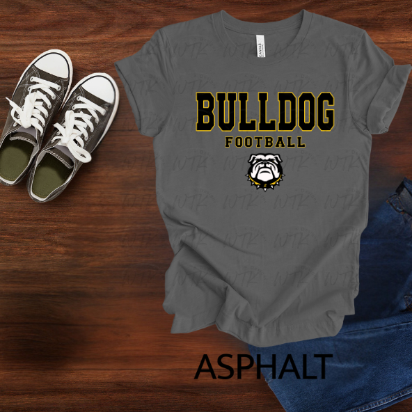 Bulldog Fooltball Black With Yellow Outline
