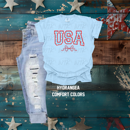 USA Stars With Bow on Comfort Colors