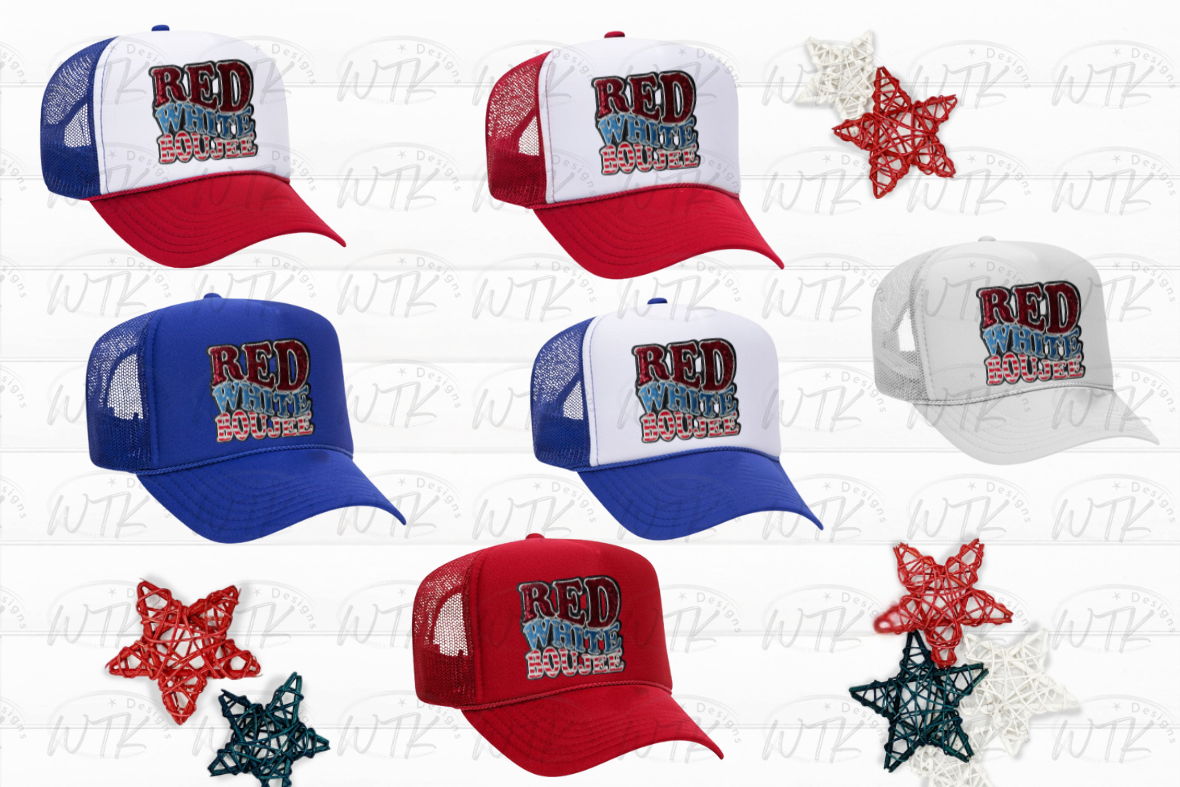 Red White Boujee Patch Hat