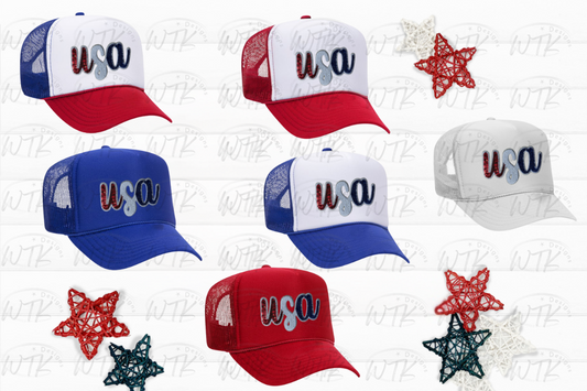 USA Glitter Patch Hat