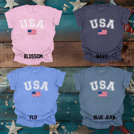 Distressed White USA CC Tee