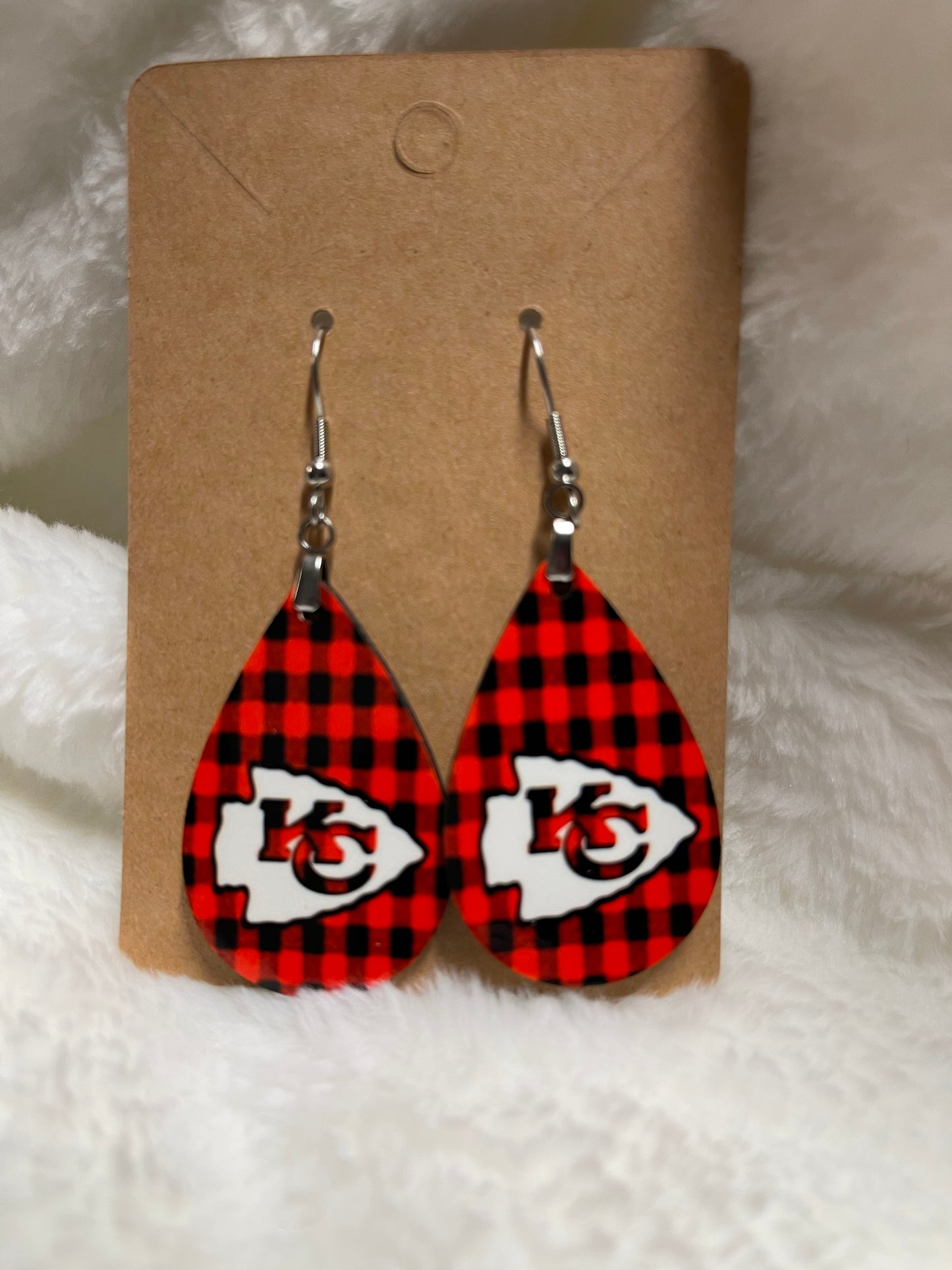 plaid chiefs earrings